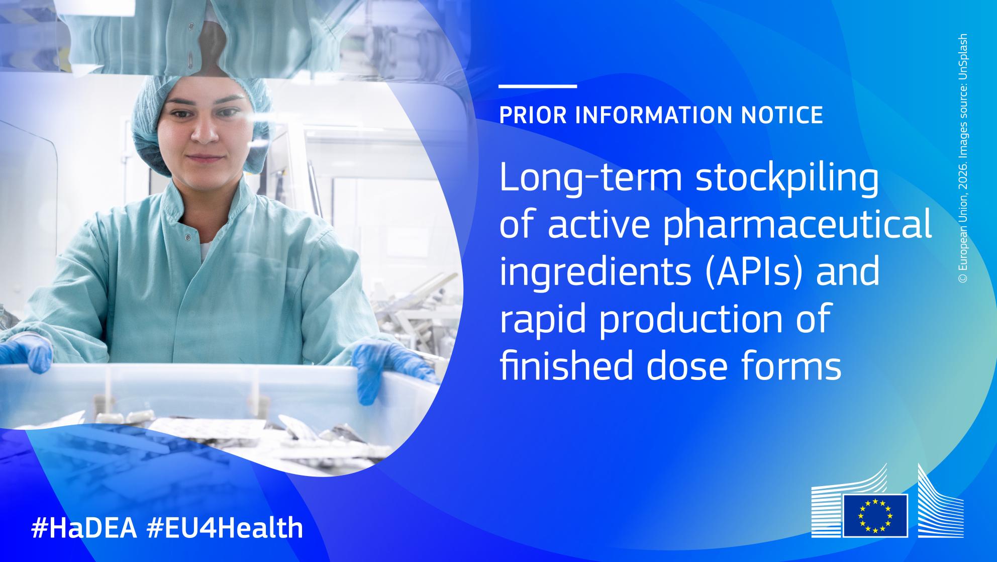 In arrivo bando HaDEA dedicato allo stoccaggio a lungo termine di API e produzione rapida di forme farmaceutiche finite.